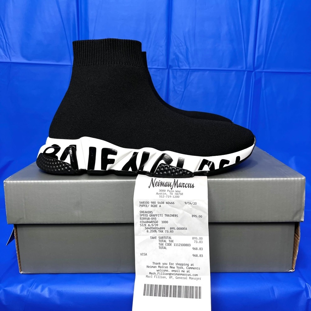 Balenciaga Speed Graffiti Trainers Black Size 8